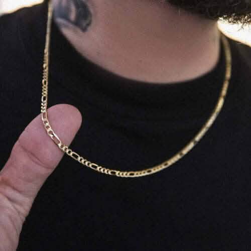 14K Solid Gold Figaro Chain Necklace 3mm