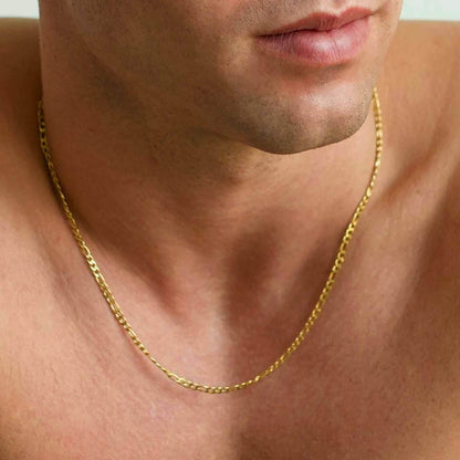 14K Solid Gold Figaro Chain Necklace 3mm