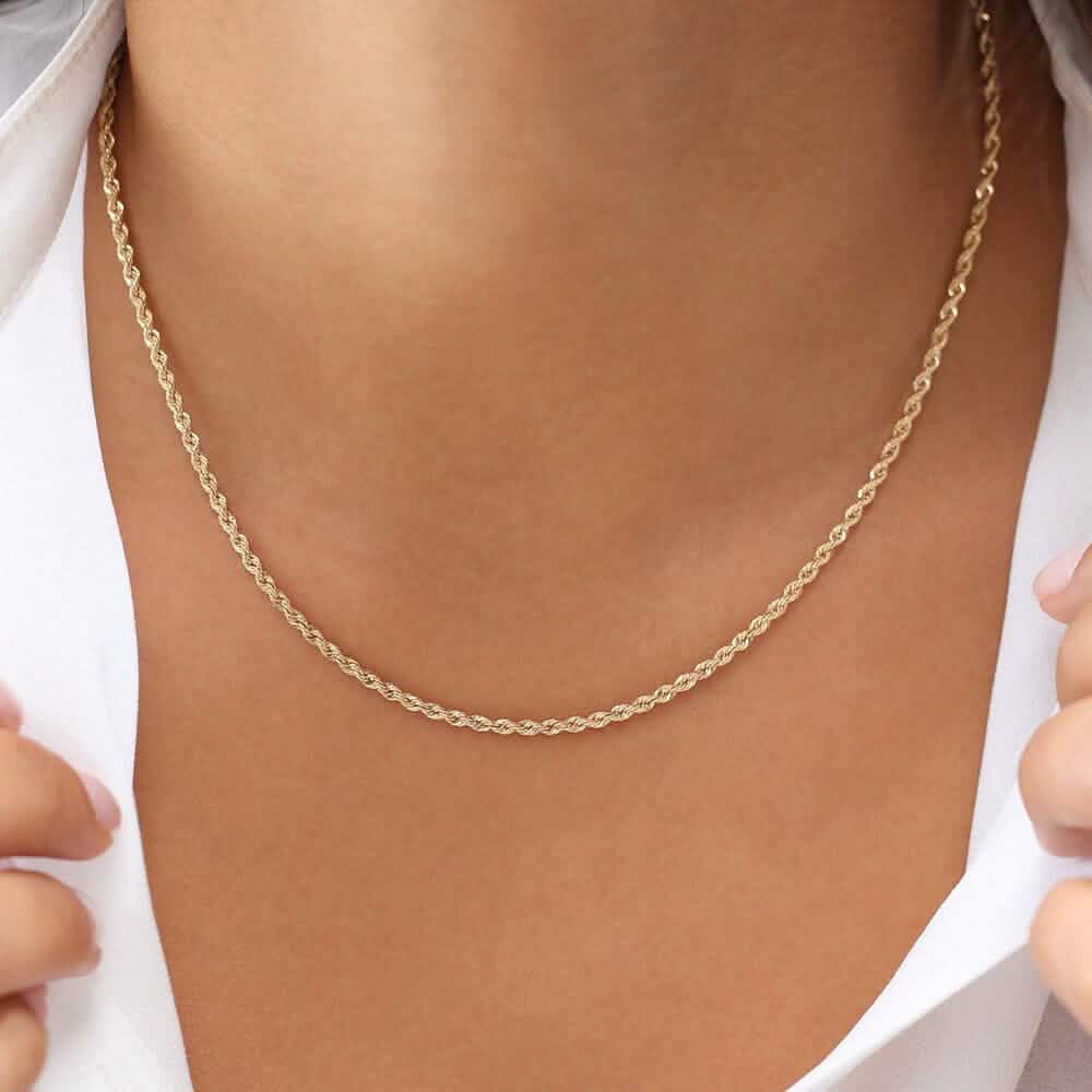 14k Solid Gold Rope Chain 2.5mm