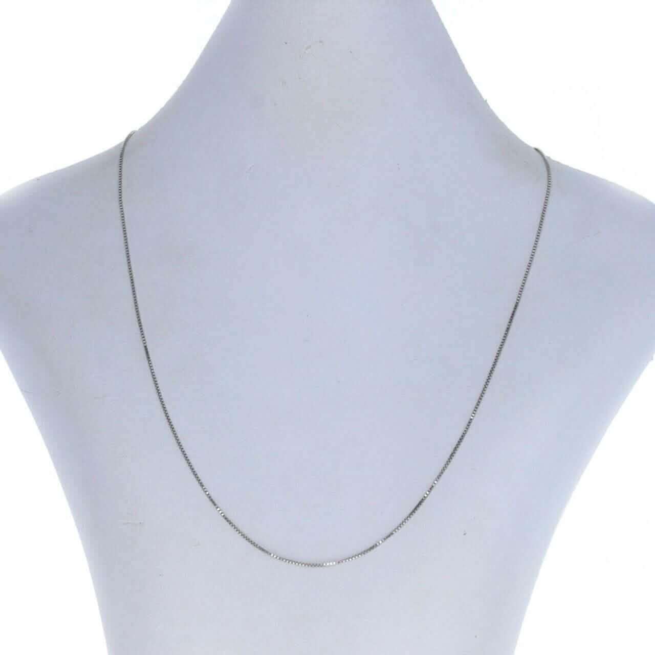 14K Solid White Gold Box Necklace Real Gold Chain