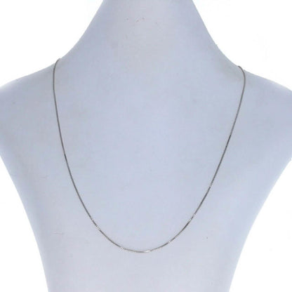 14K Solid White Gold Box Necklace Real Gold Chain