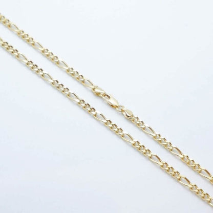 14K Solid Yellow Gold 4mm Figaro Link Chain Necklace