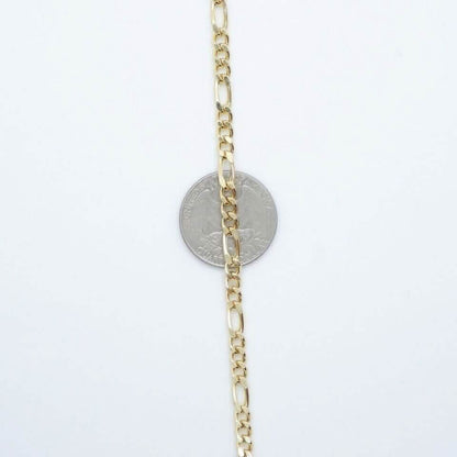 14K Solid Yellow Gold 4mm Figaro Link Chain Necklace
