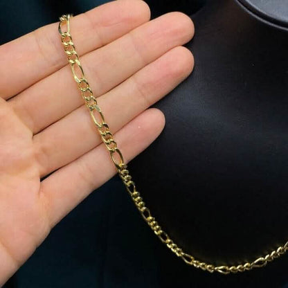 14K Solid Yellow Gold 4mm Figaro Link Chain Necklace