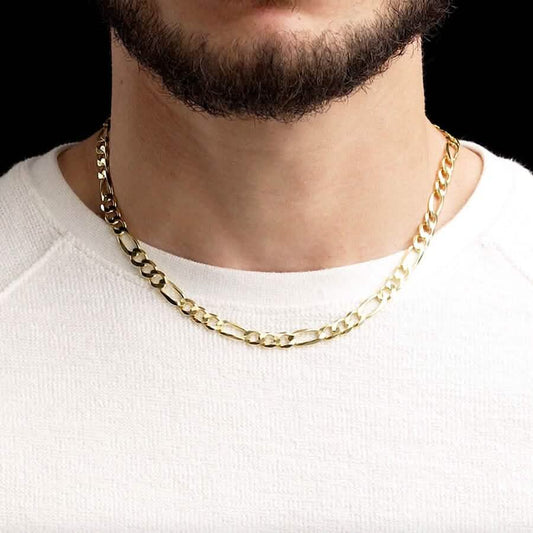 14K Solid Yellow Gold 5mm Figaro Link Chain Necklace