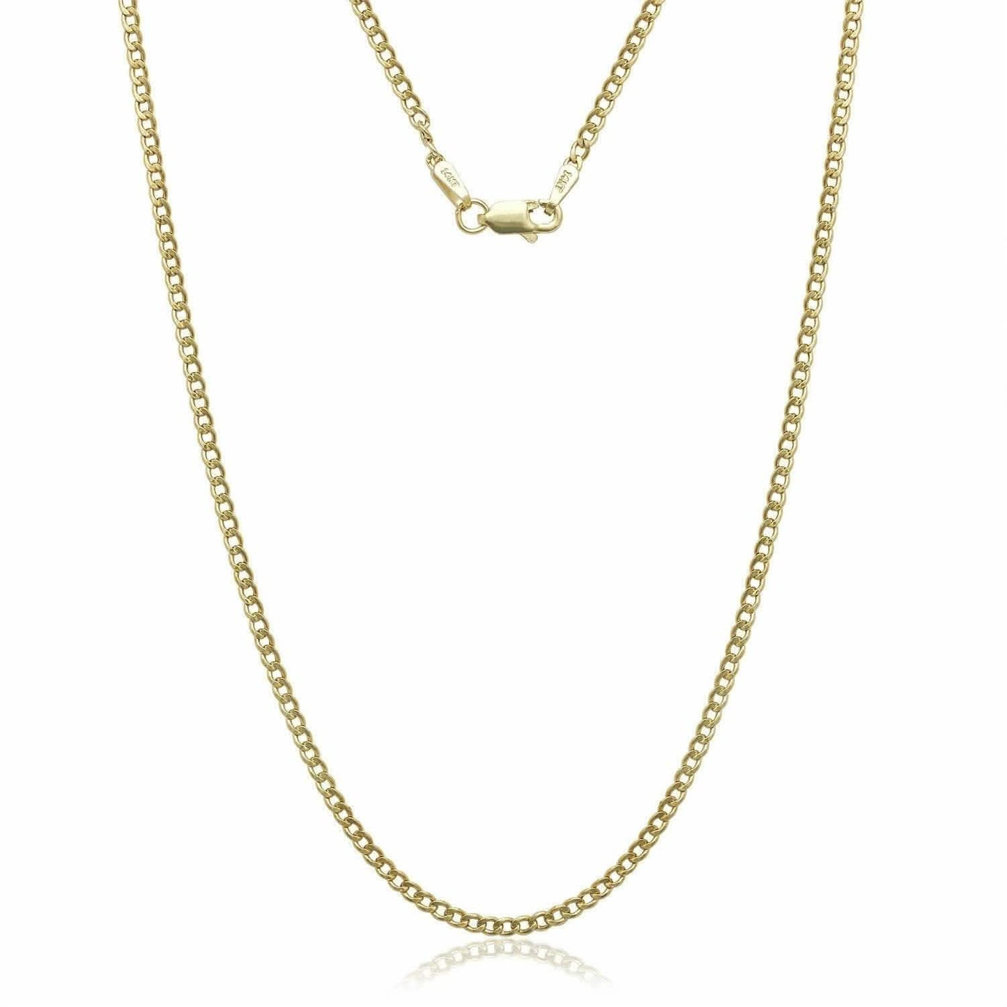 14k Solid Yellow Gold Cuban Link Chain Necklace - Assorted Sizes