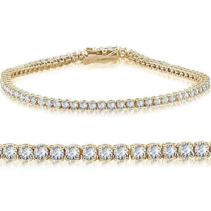 14K Yellow Gold 2.15 Ct Real Diamond Tennis Bracelet Round Brilliant Cut
