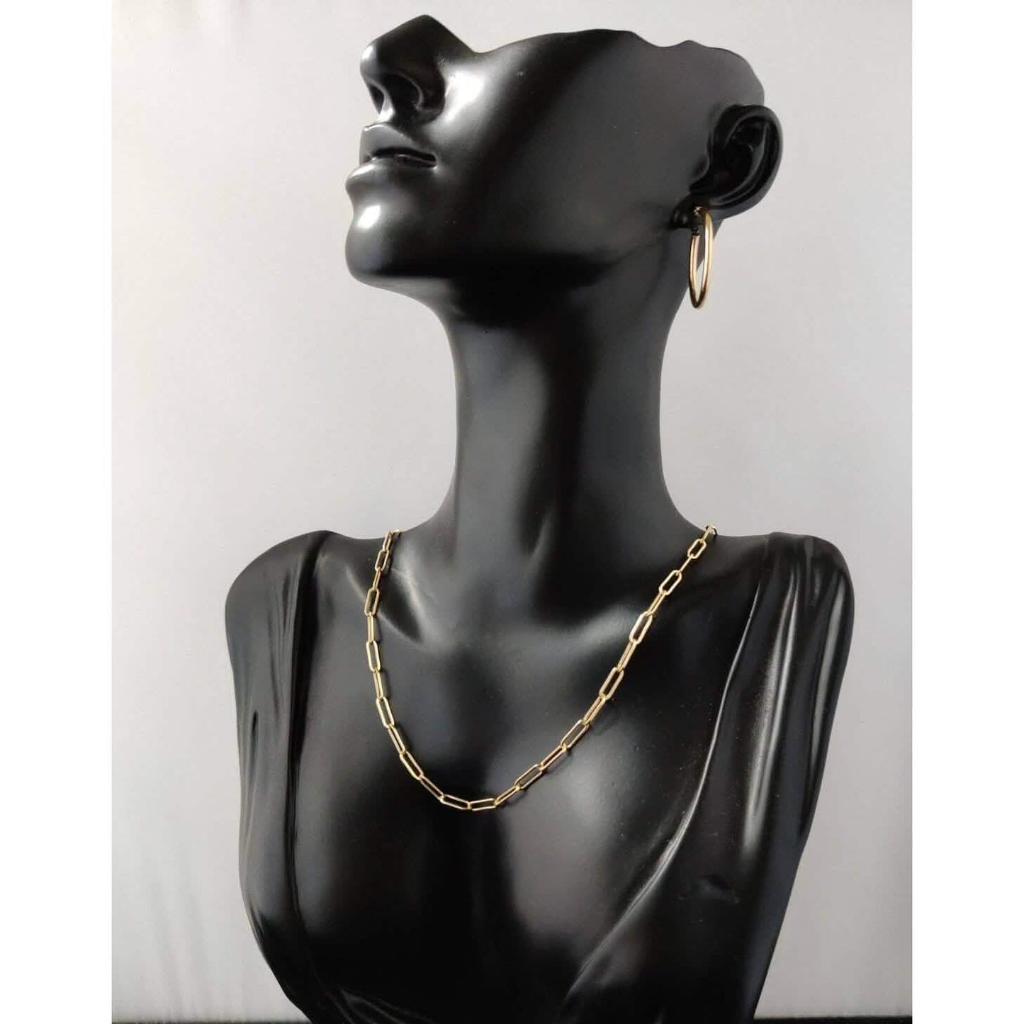 14k Yellow Gold 4mm Paperclip Chain Cable Link Necklace
