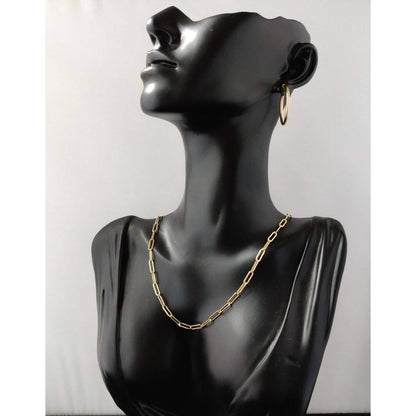 14k Yellow Gold 4mm Paperclip Chain Cable Link Necklace