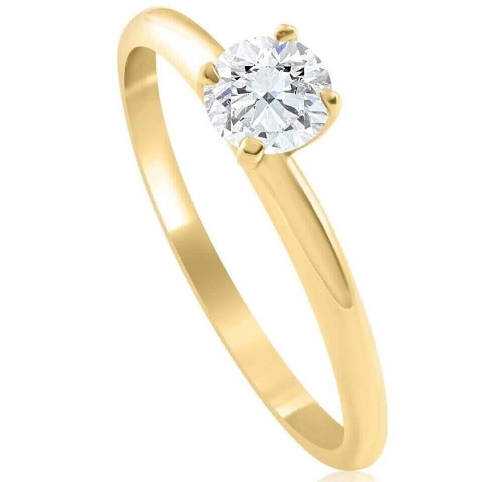 14k Yellow Gold 5/8Ct Round-Cut Solitaire Diamond Engagement Ring High Polished