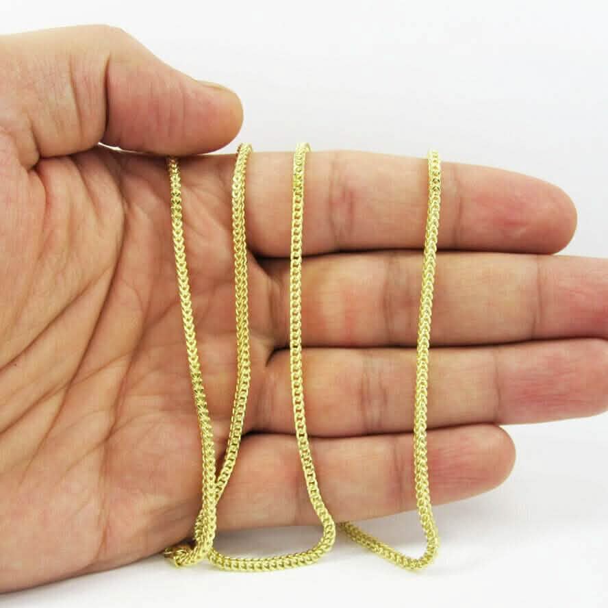 14K Yellow Gold Franco Chain Pendant Necklace 16"- 24"