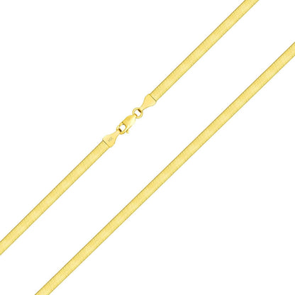 14K Yellow Gold Solid Womens 4mm High Polish Silk Herringbone Chain Necklace
