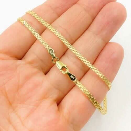 14K Yellow Solid Gold Round Bismark Chain Necklace 2.00mm