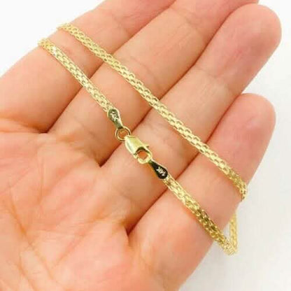 14K Yellow Solid Gold Round Bismark Chain Necklace 2.00mm