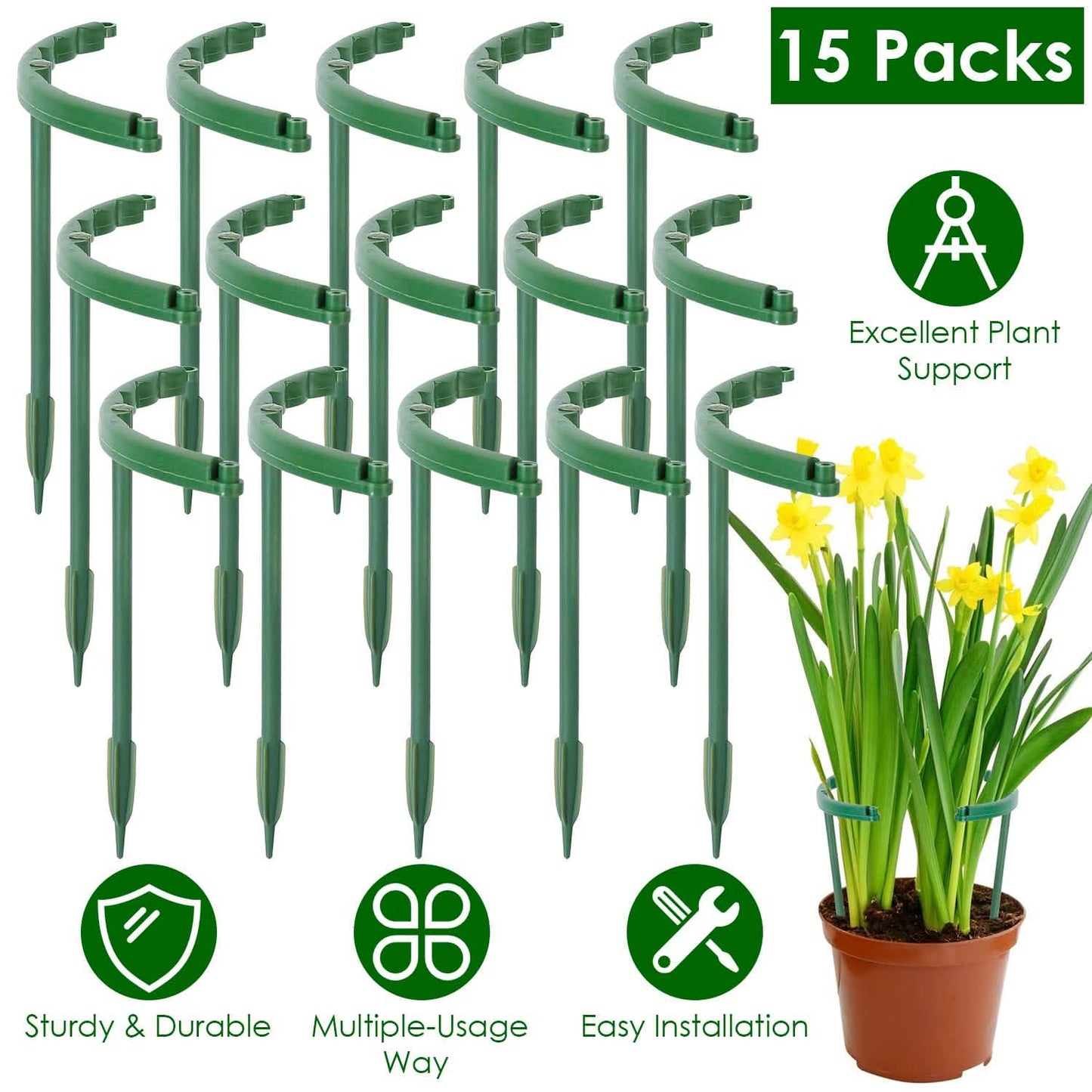 15-Piece: Garden Plant Support Stakes