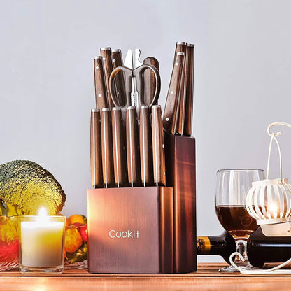15-Piece: Stainless Steel Kitchen Knife Set