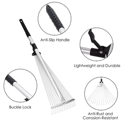 15-Teeth Expanding Stainless Steel Rake