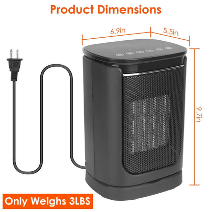 1500W Electric Space Heater Ceramic Heater Fan with 3 Modes Remote Control Digital Display