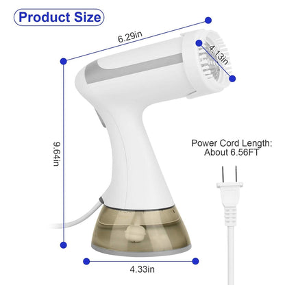1500W Garment Steamer Portable Handheld Fabric Steamer with Lint Brush Removable 350ml Water Tank