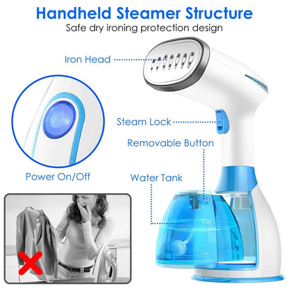1500W Portable Handheld Clothes Steamer with 2 Brush