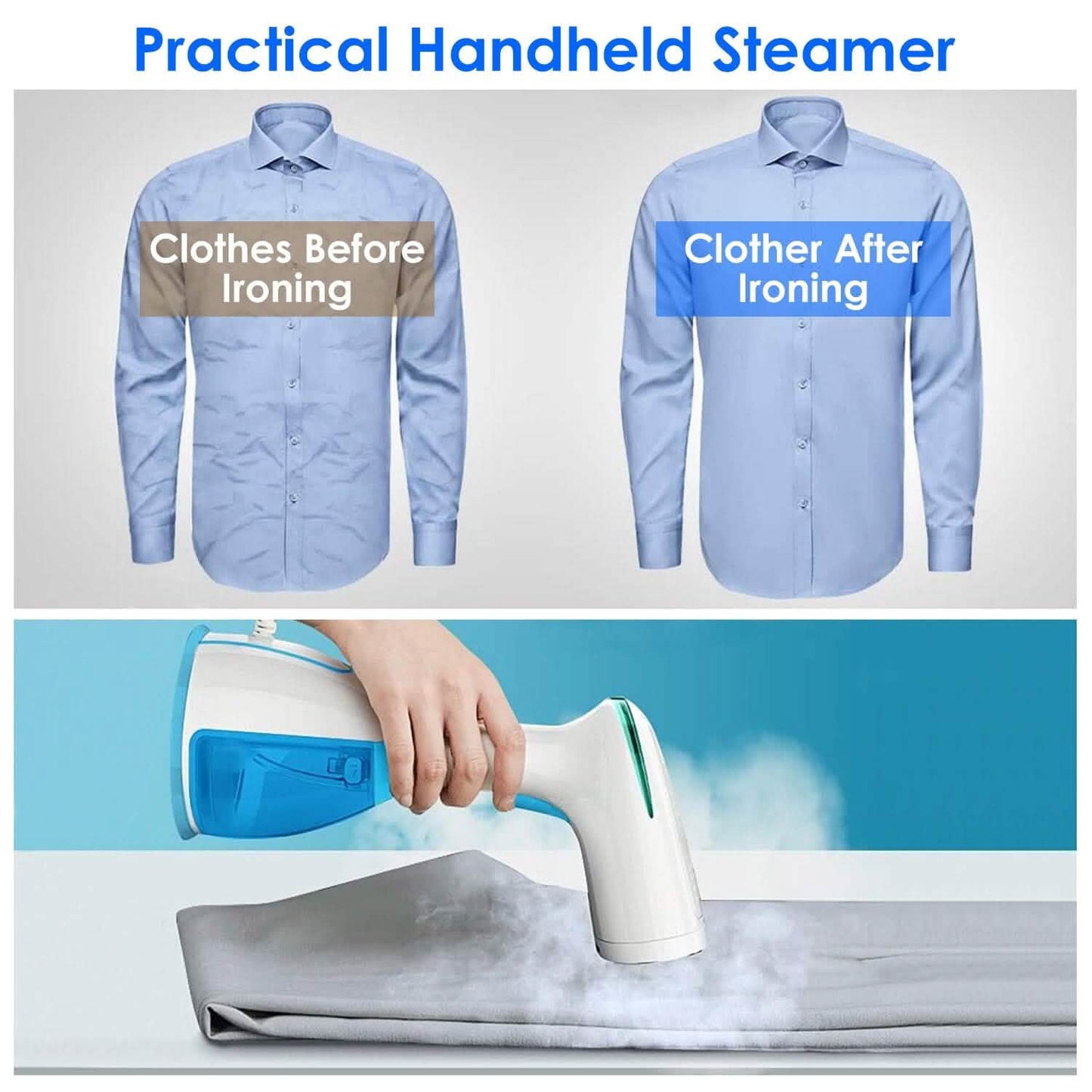 1500W Portable Handheld Clothes Steamer with 2 Brush