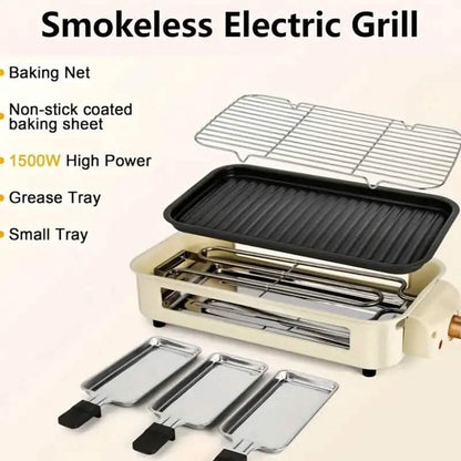 1500W Smokeless Electric Indoor Grill with Removable Non-Stick Plate