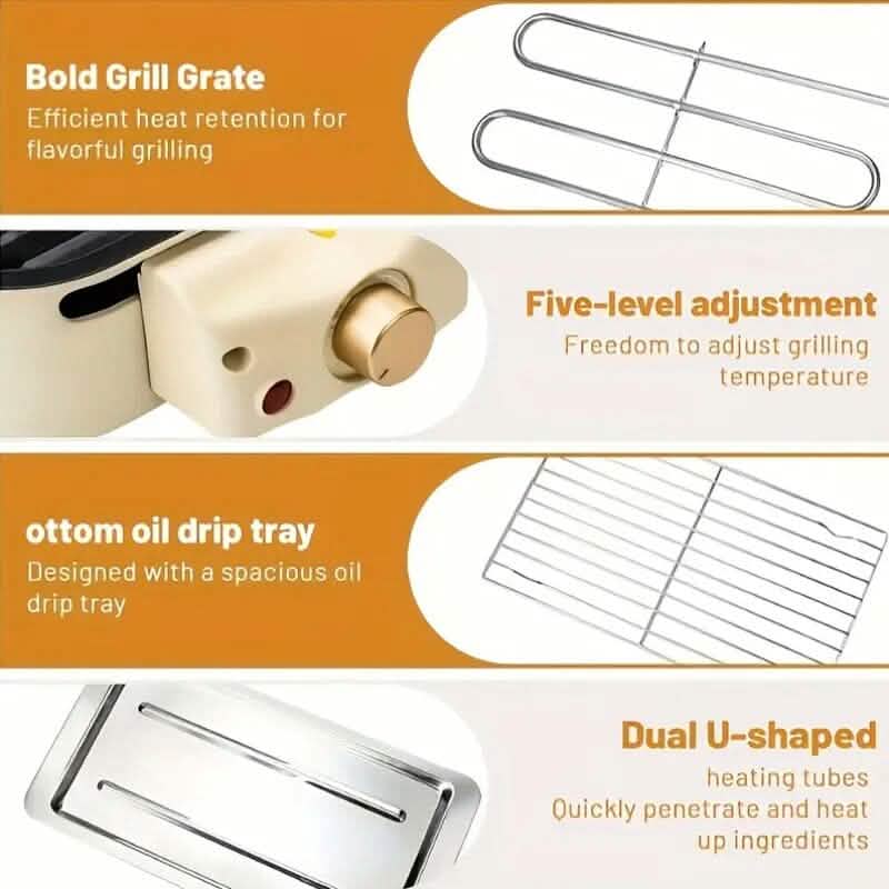 1500W Smokeless Electric Indoor Grill with Removable Non-Stick Plate