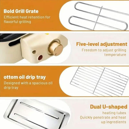 1500W Smokeless Electric Indoor Grill with Removable Non-Stick Plate
