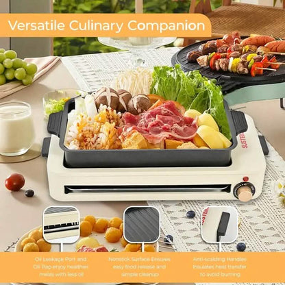 1500W Smokeless Electric Indoor Grill with Removable Non-Stick Plate