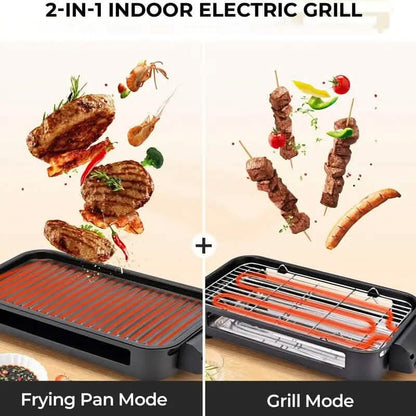 1500W Smokeless Electric Indoor Grill with Removable Non-Stick Plate