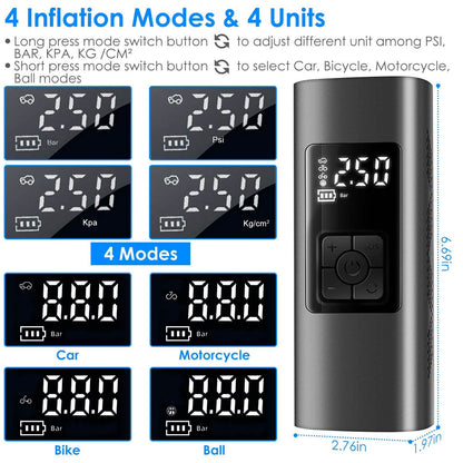 150PSI Cordless Car Tire Pump 6000mAh Rechargeable Tire Inflator