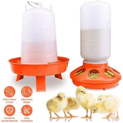 1.5L Chicken Feeder Adjustable Height Waterer Set