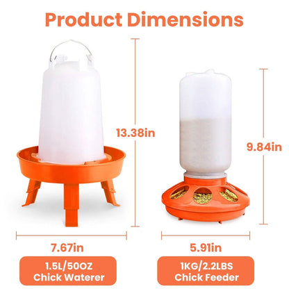 1.5L Chicken Feeder Adjustable Height Waterer Set