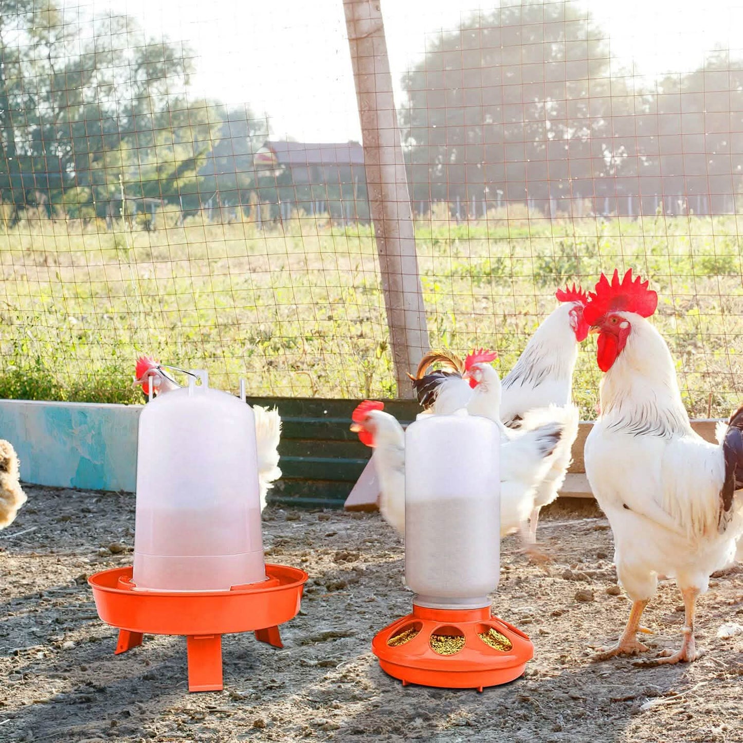 1.5L Chicken Feeder Adjustable Height Waterer Set