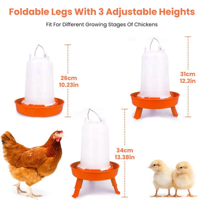 1.5L Chicken Feeder Adjustable Height Waterer Set