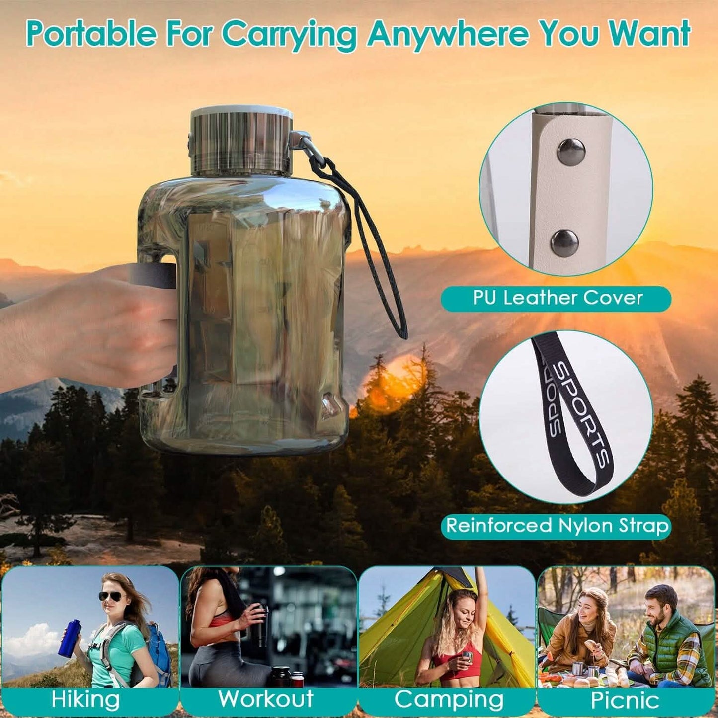 1.5L Large Capacity Portable Rechargeable Hydrogen Water Bottle 6 Min. Quick Electrolysis