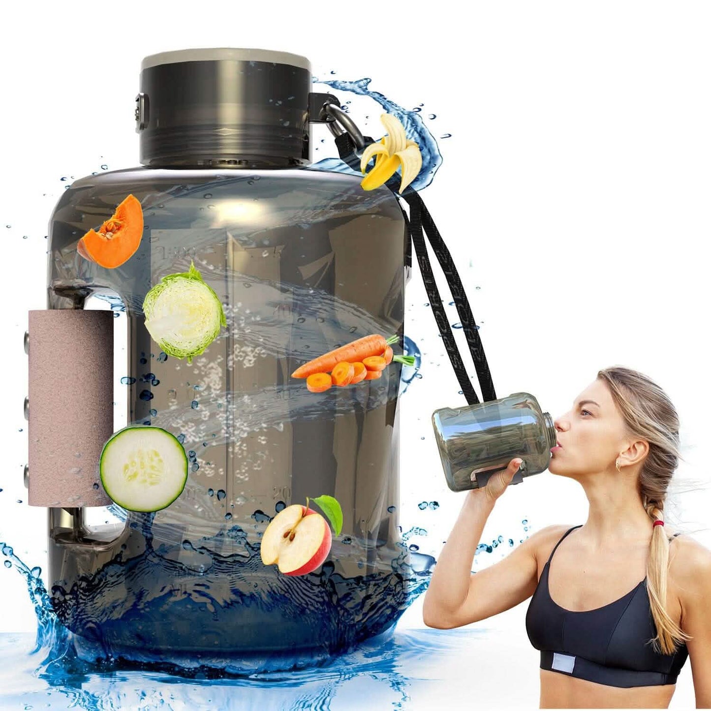 1.5L Large Capacity Portable Rechargeable Hydrogen Water Bottle 6 Min. Quick Electrolysis