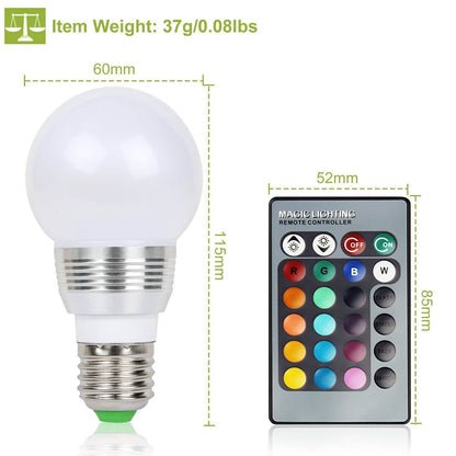 16 Colors Change LED Bulbs E27 3W RGD Dimmable Mood Lighting Lamp