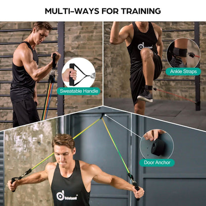 16-Pieces: Resistance Bands Set for Burning Fat & Muscle Strength