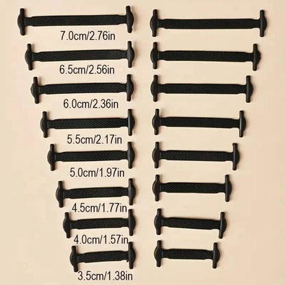 16-Pieces Set: Silicone Elastic Shoe Laces - Free-Tie for Skate, Casual and Sneakers Shoes