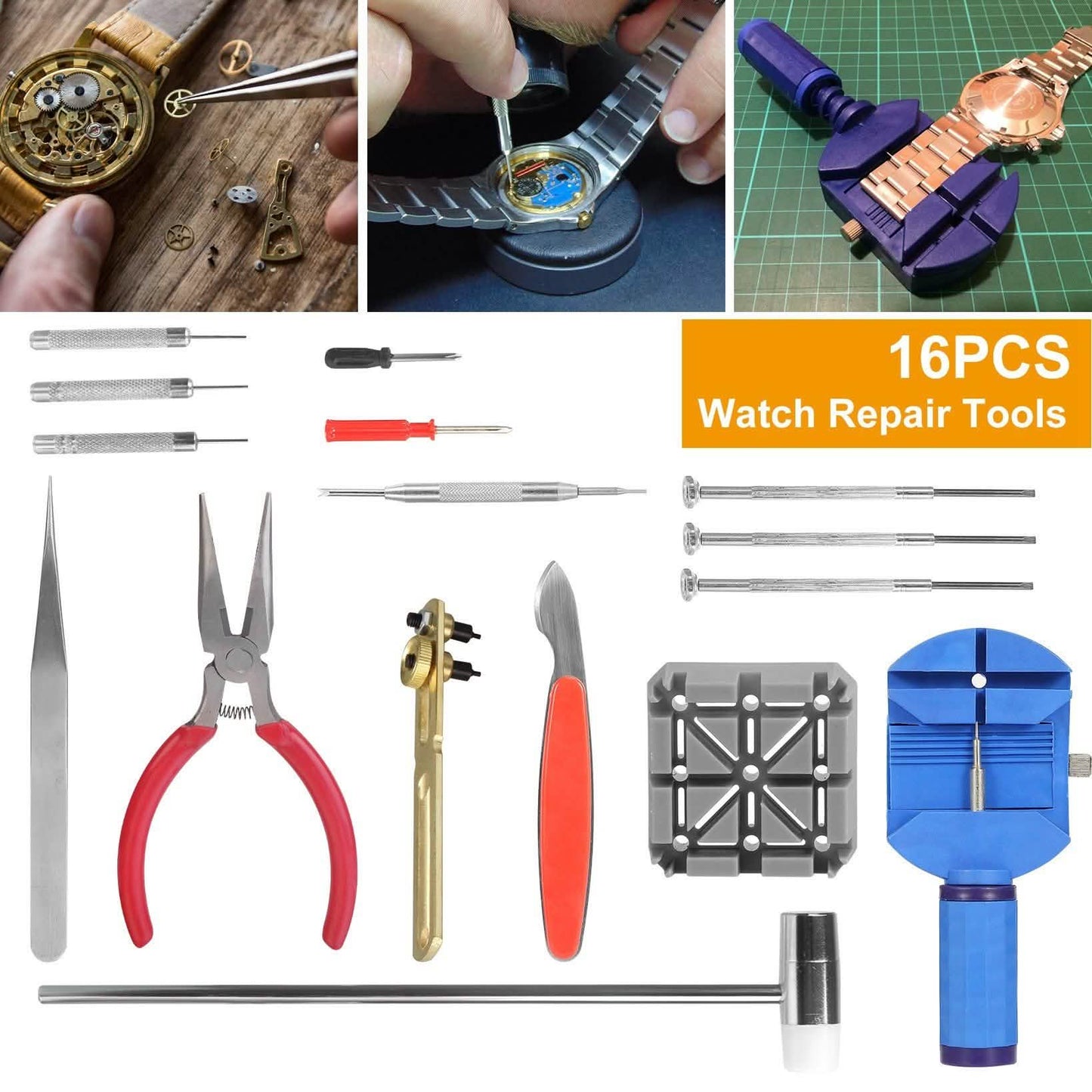 16-Pieces Set: Watch Repair Tool Kit