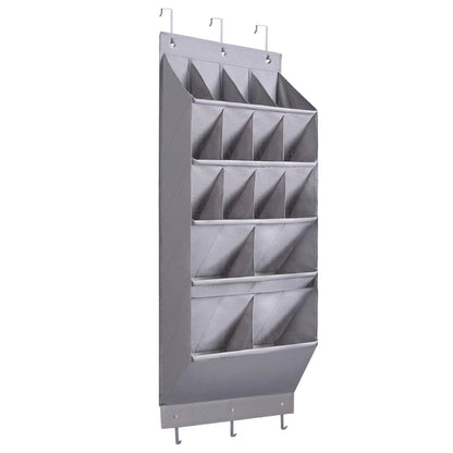 16 Pockets Over The Door Shoe Organizer 5 Tier with 6 Hooks