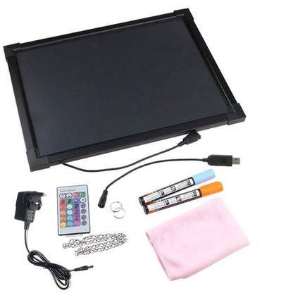 16 x 12" LED Flashing Illuminated Erasable Neon Sign Remote Message Menu Writing