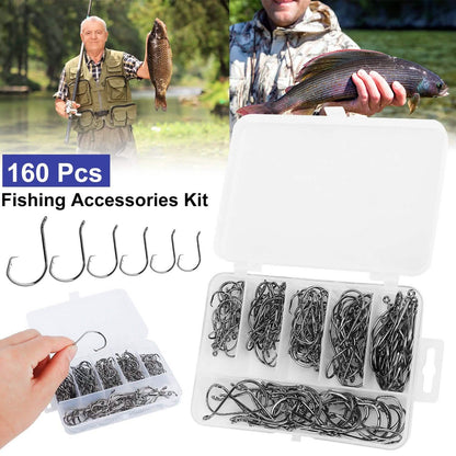 160-Piece: Offset Fishing Hooks Kit