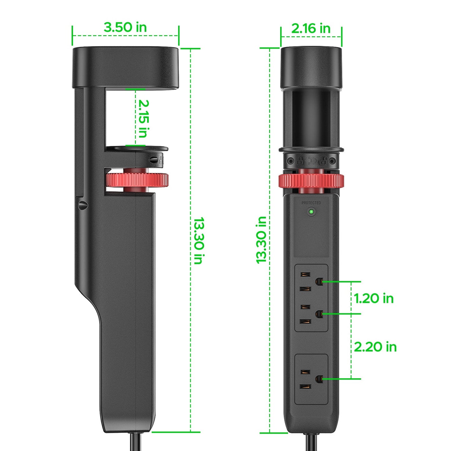 CRST Desk Clamp Power Strip | 3 Outlets + 3 USB (20W USB-C PD), 1020J Surge Protector
