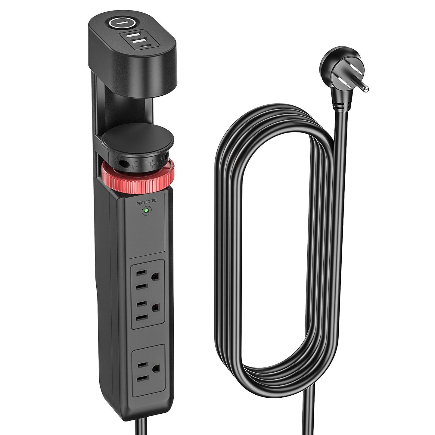 CRST Desk Clamp Power Strip | 3 Outlets + 3 USB (20W USB-C PD), 1020J Surge Protector