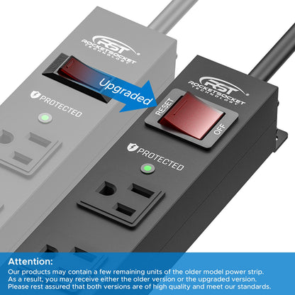 CRST 6 Outlets Wide Spaced Mountable Metal Power Strip Surge Protector, 2100 Joules Protection, Easy Mounting
