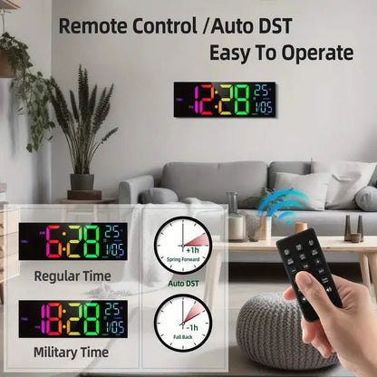 16.2" Large Display Digital Coloring Changing Wall Clock with Built-in Night Light