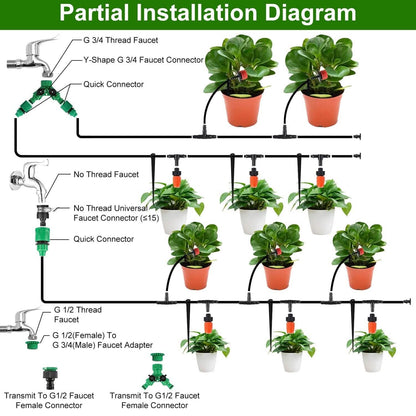 164FT Drip Irrigation Kit Automatic Garden Irrigation System