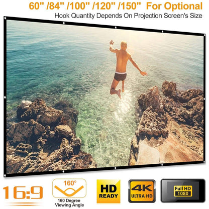 16:9 Foldable Projector Screen Anti-Crease Wall Mounted